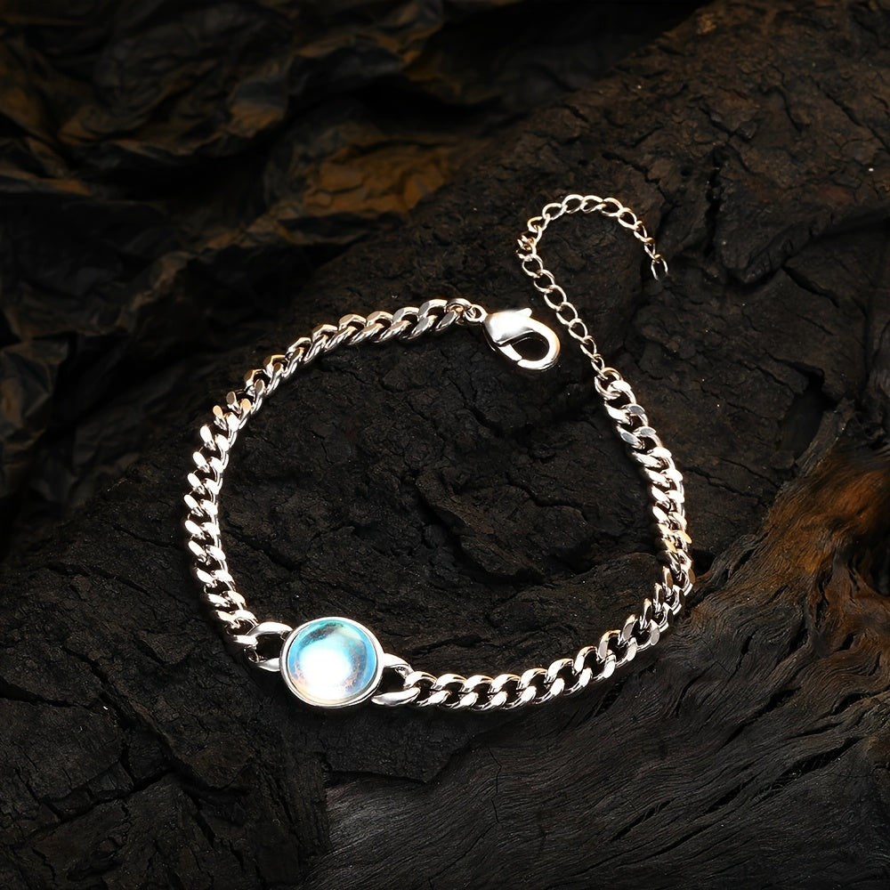 Custom Silver Moonstone Bracelet