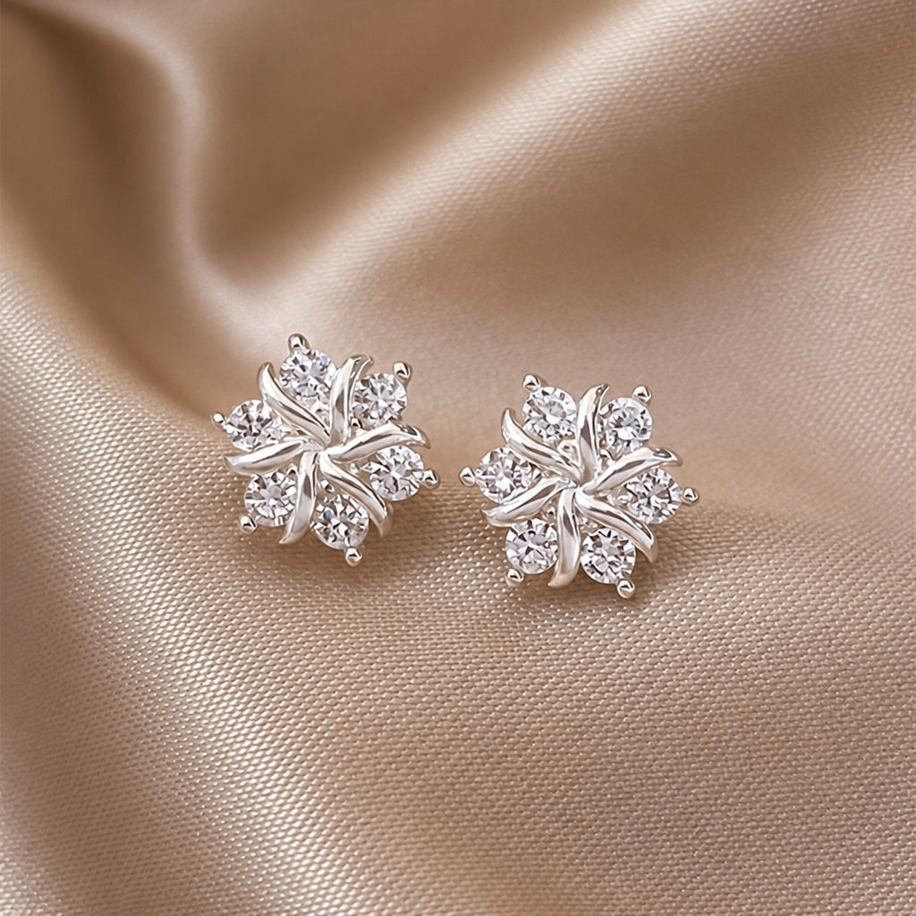 White Gold Snowflake Earrings