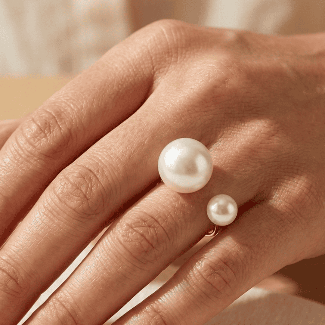 Duo Pearl Adjustable Statement Ring