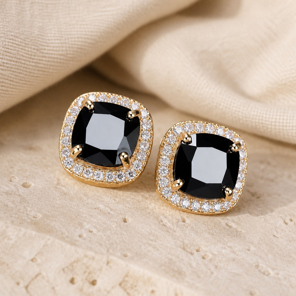 Square Prestige Onyx Earrings