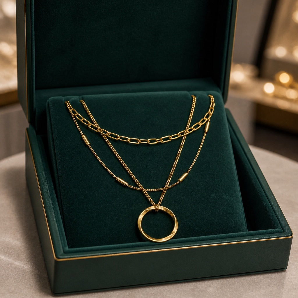 Classic Three Row Gold Necklace