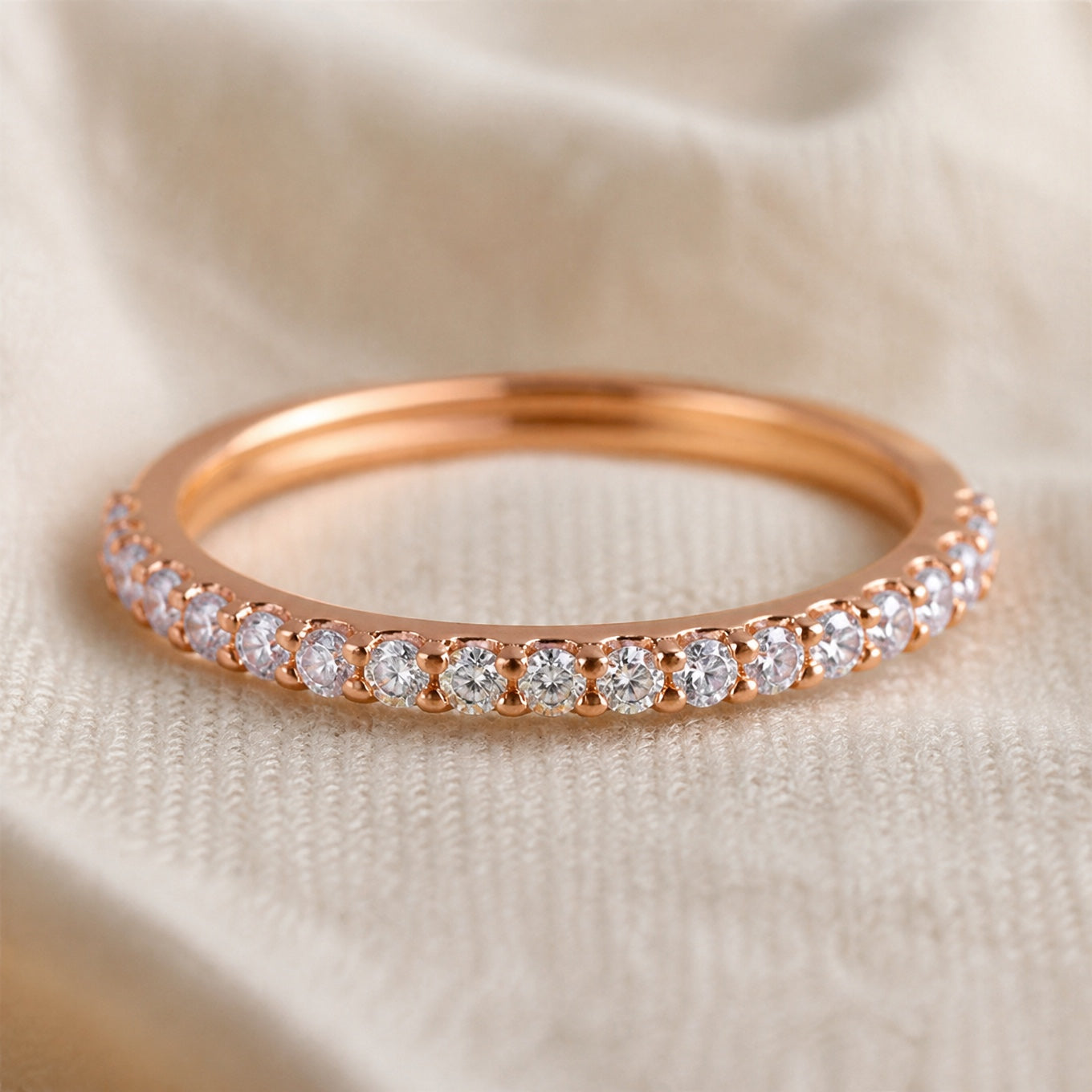 Elegant Thin Crystal Stacking Ring