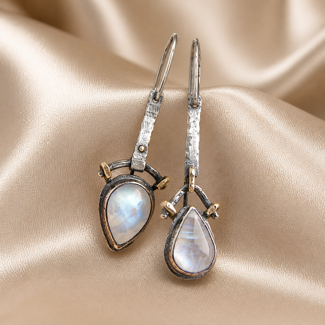 Antique Style Moonstone Long Earrings