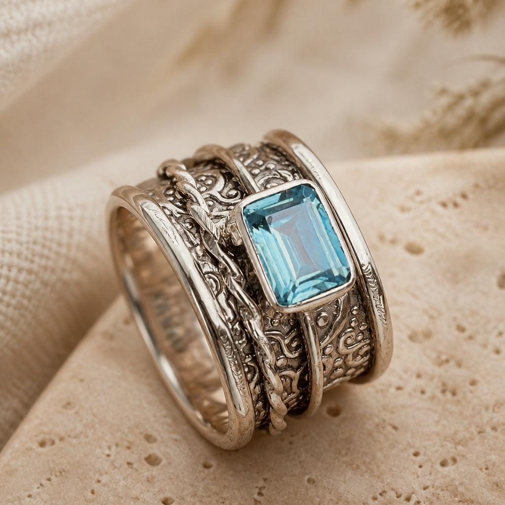 Exquisite Geometric Zirconia Ring