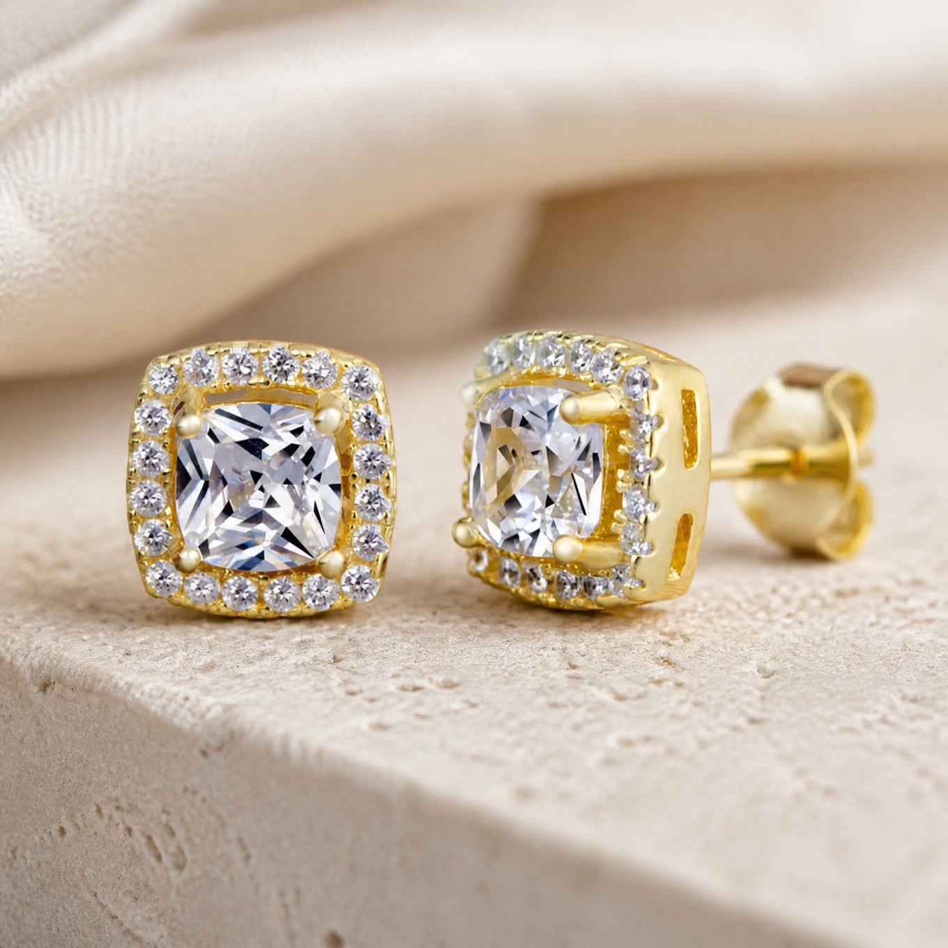 Lustrous Zirconia Stud Earrings