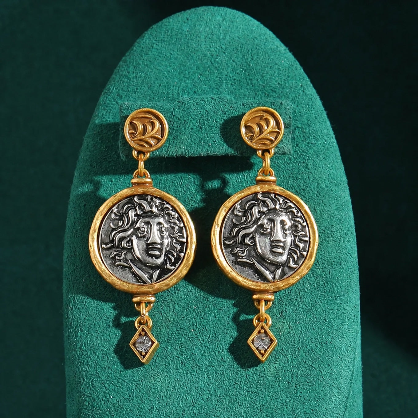 Vintage Carving Portrait Coin Earrings