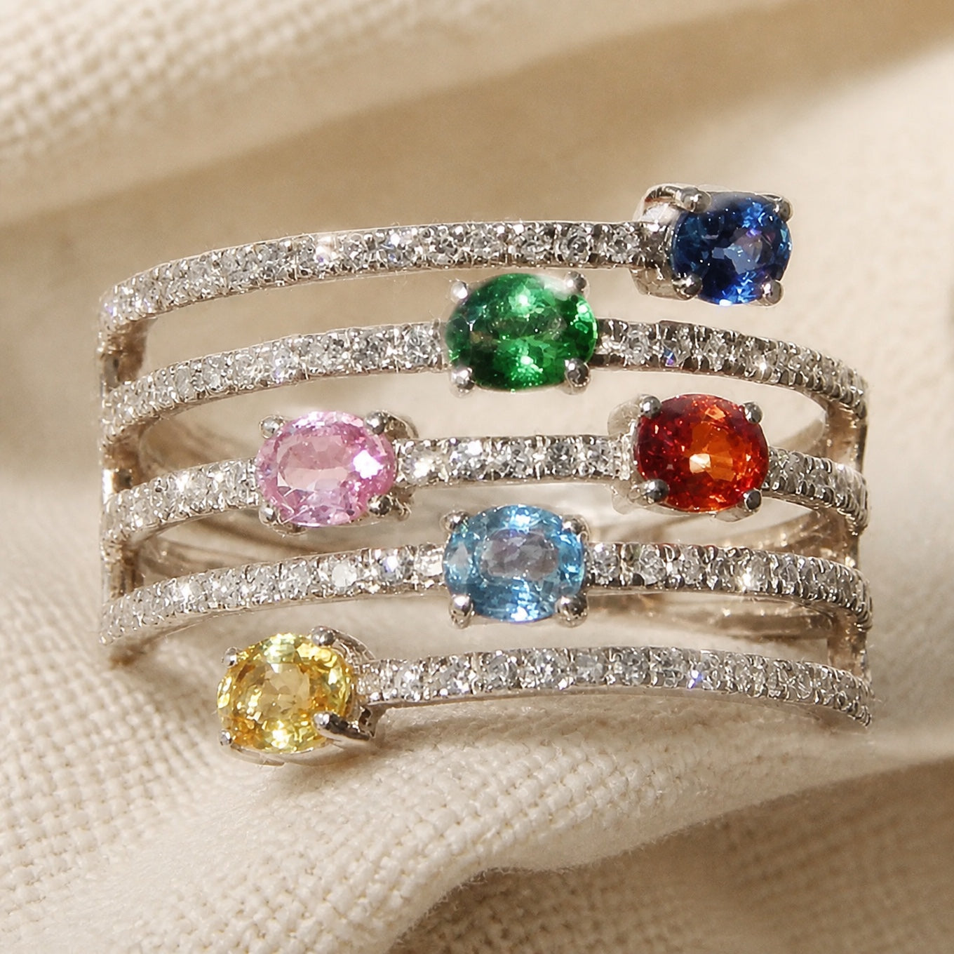Iconic Colorful Multi Layer Ring