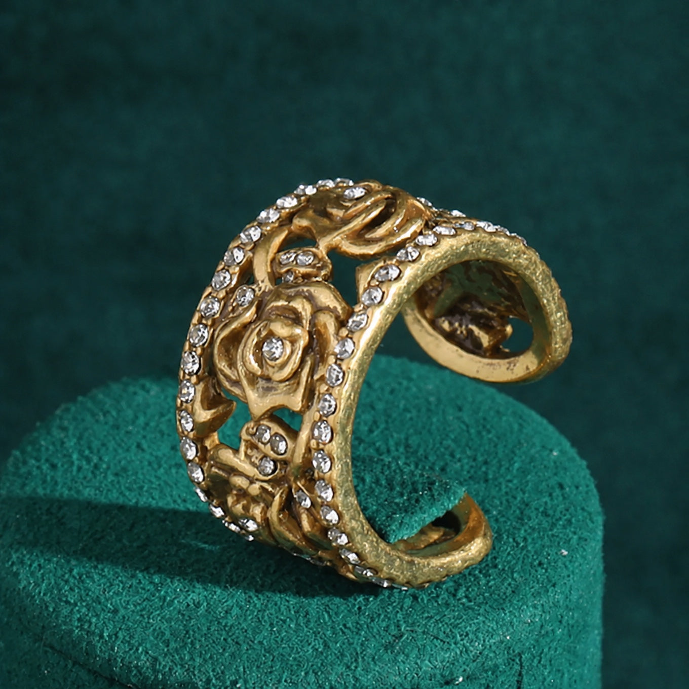 Luxe Rose Pave Crystal Ring