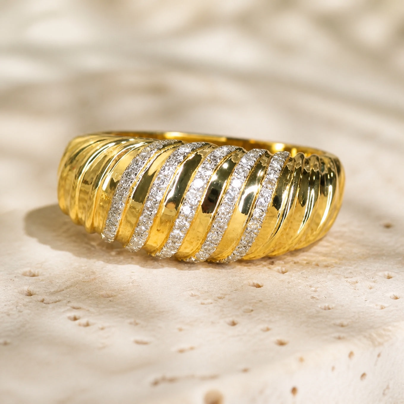 Elite Gold Zirconia Twist Ring