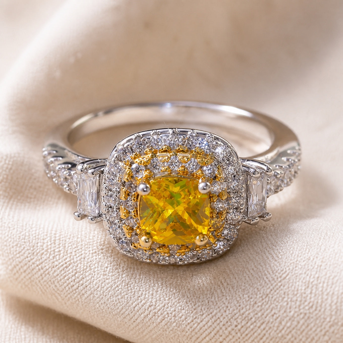 Dazzling Yellow Zirconia Ring