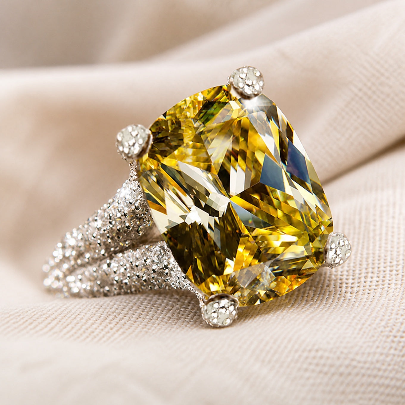 Radiant Yellow Zirconia Vintage Ring