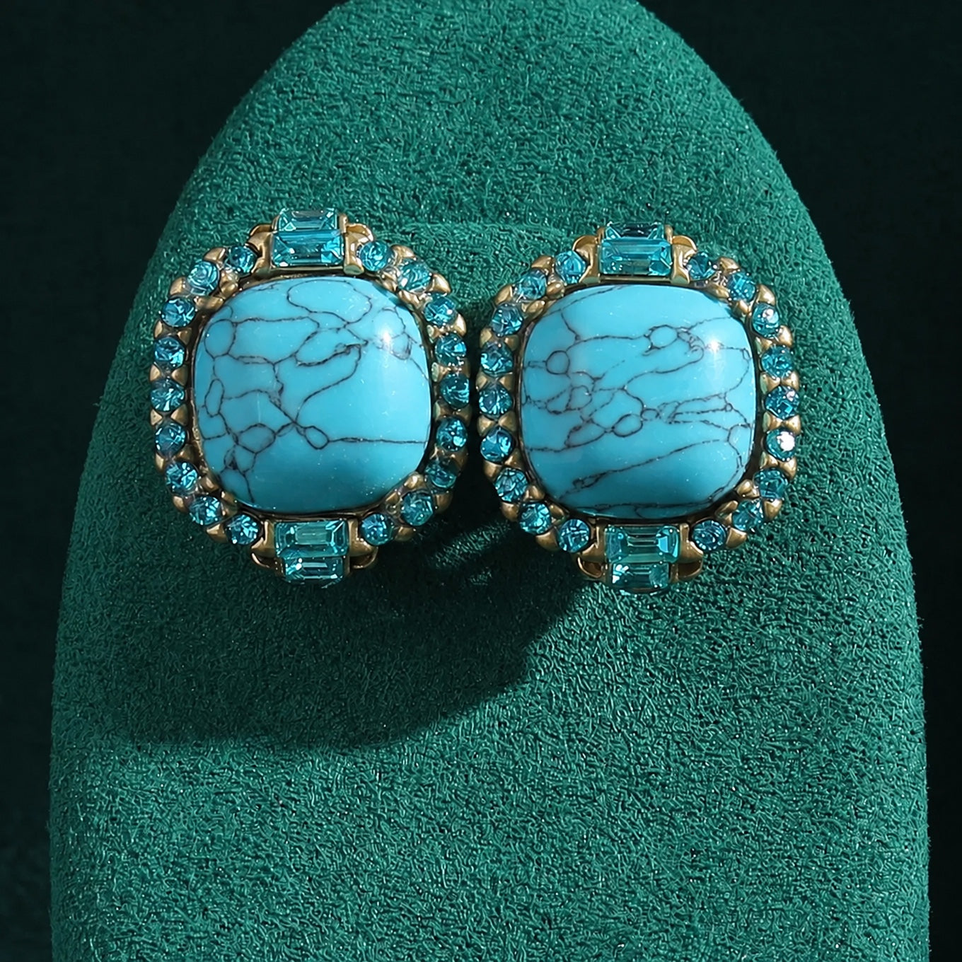 Turquoise Zirconia Stud Earrings