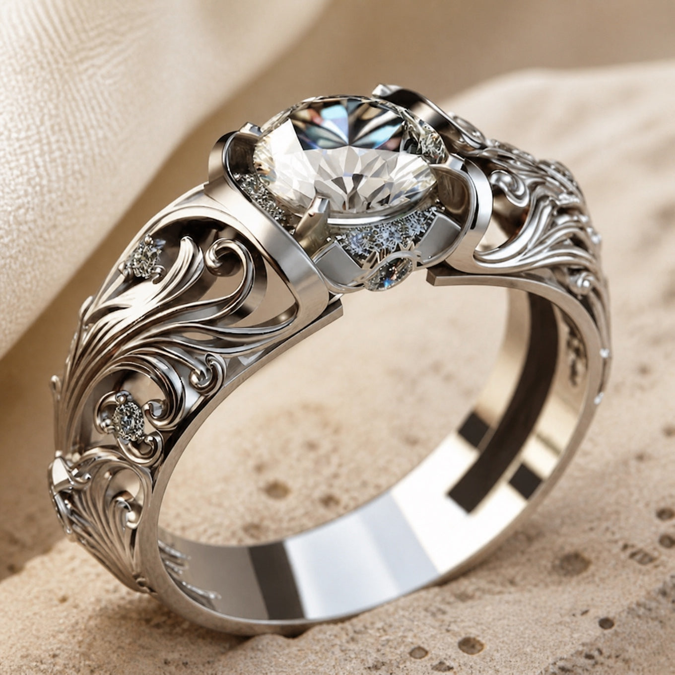 Exquisite Zirconia Engraved Ring