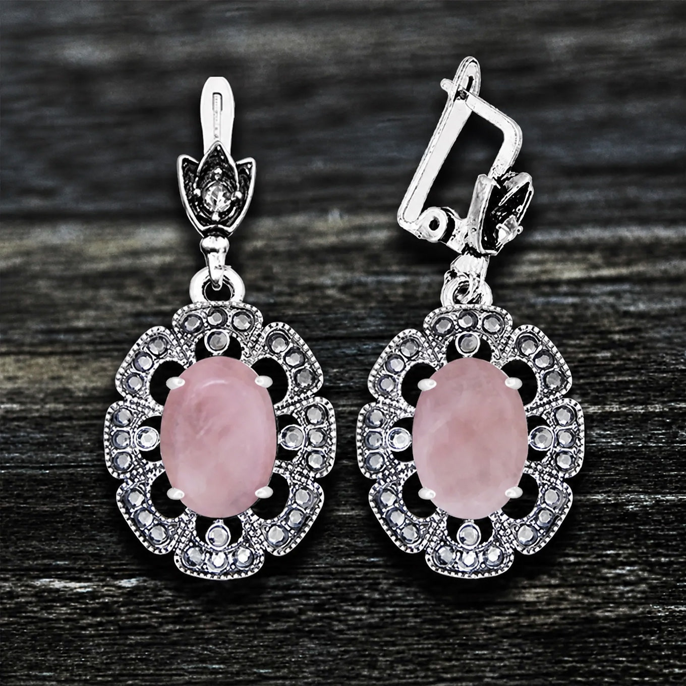 Antique Oval Pearl Petal Earrings