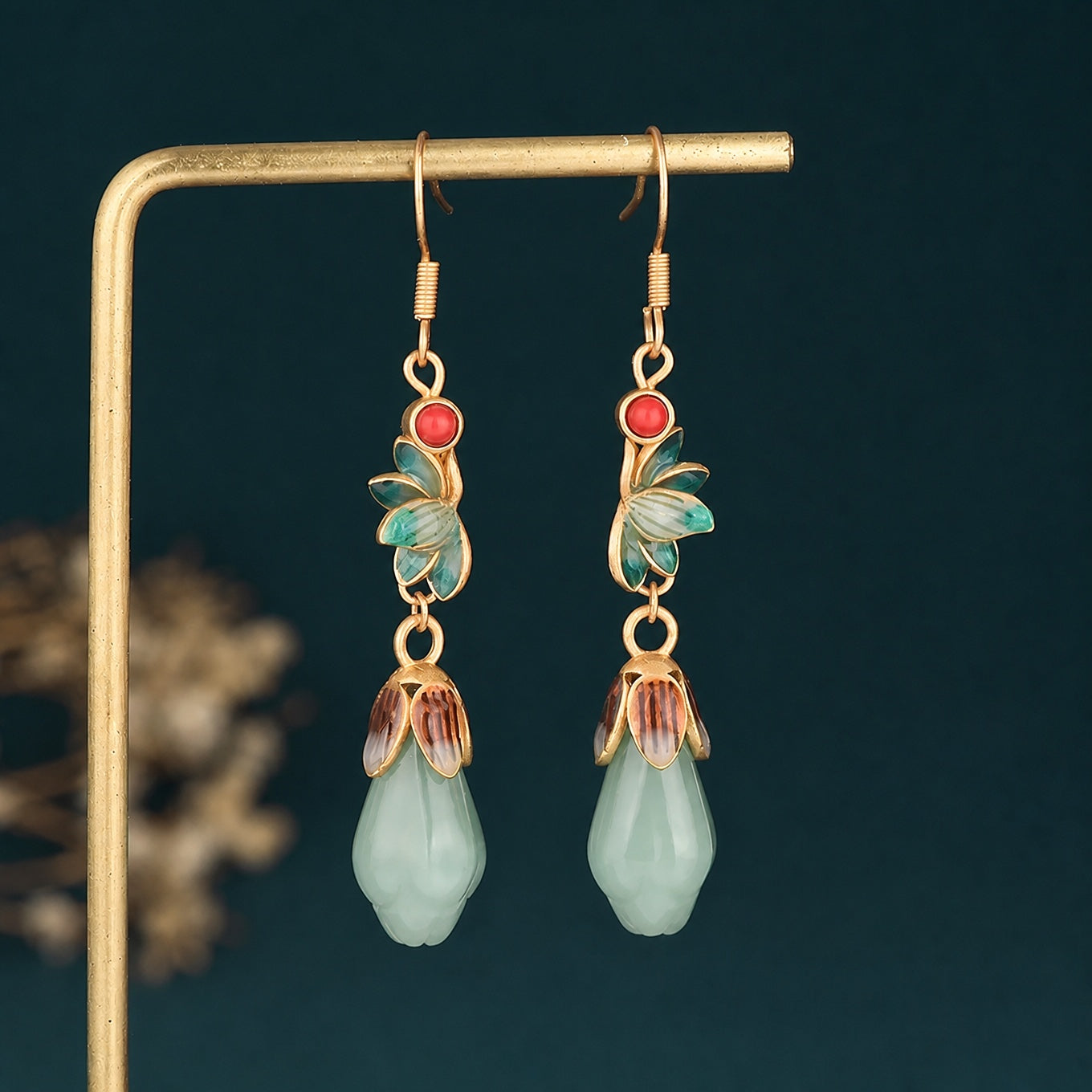 Heavenly Jade Floral Earrings