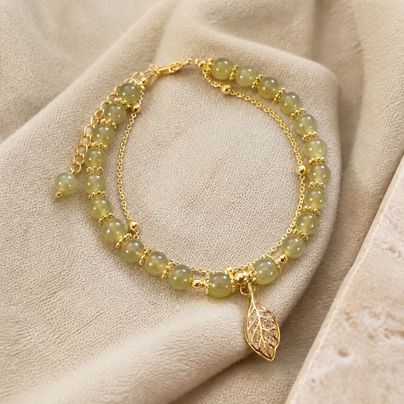 Jade Beaded Double Layer Bracelet