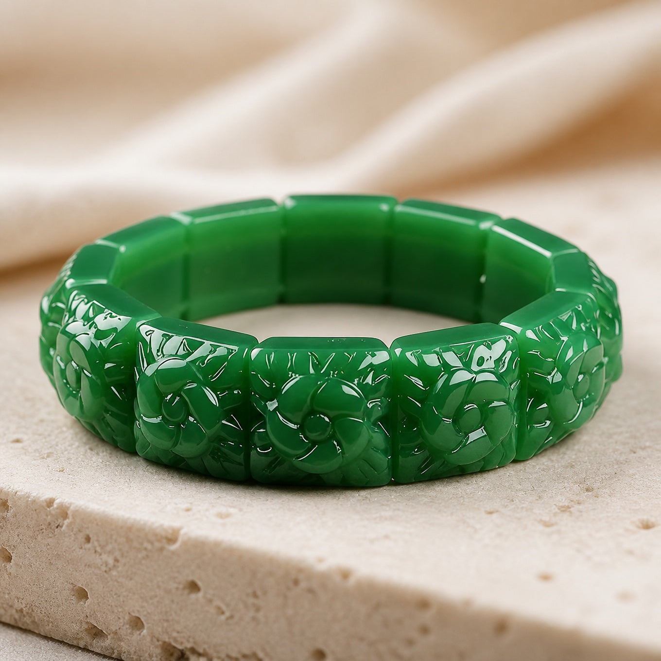 Trendy Jade Flower Bracelet