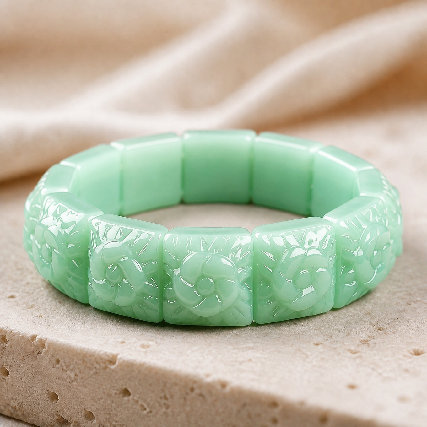 Trendy Jade Flower Bracelet