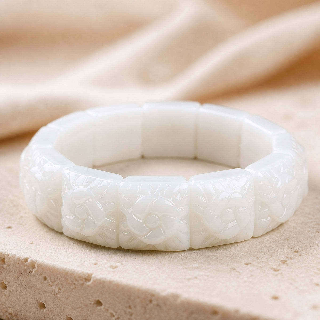 Trendy Jade Flower Bracelet