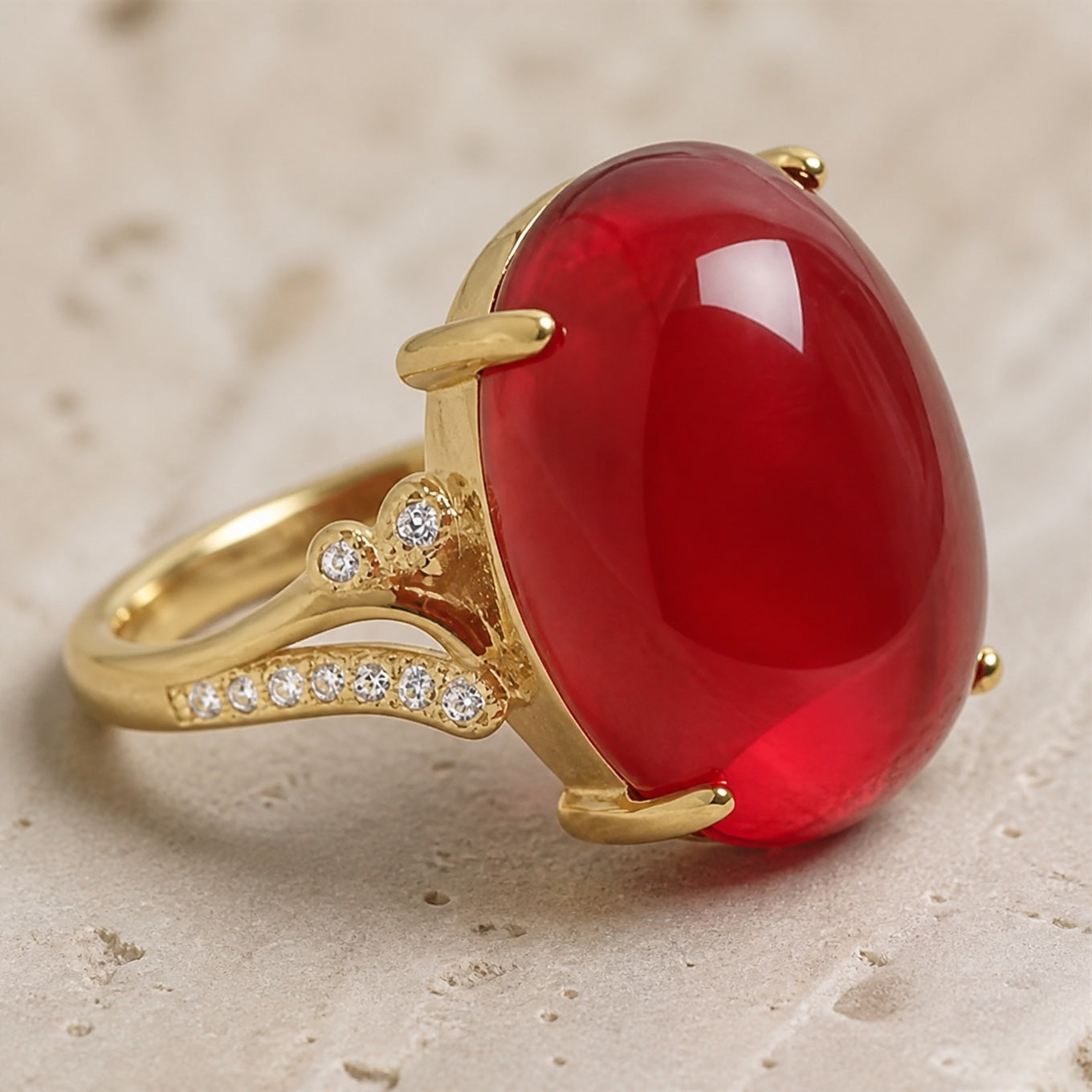 Oval Jade Zirconia Ring