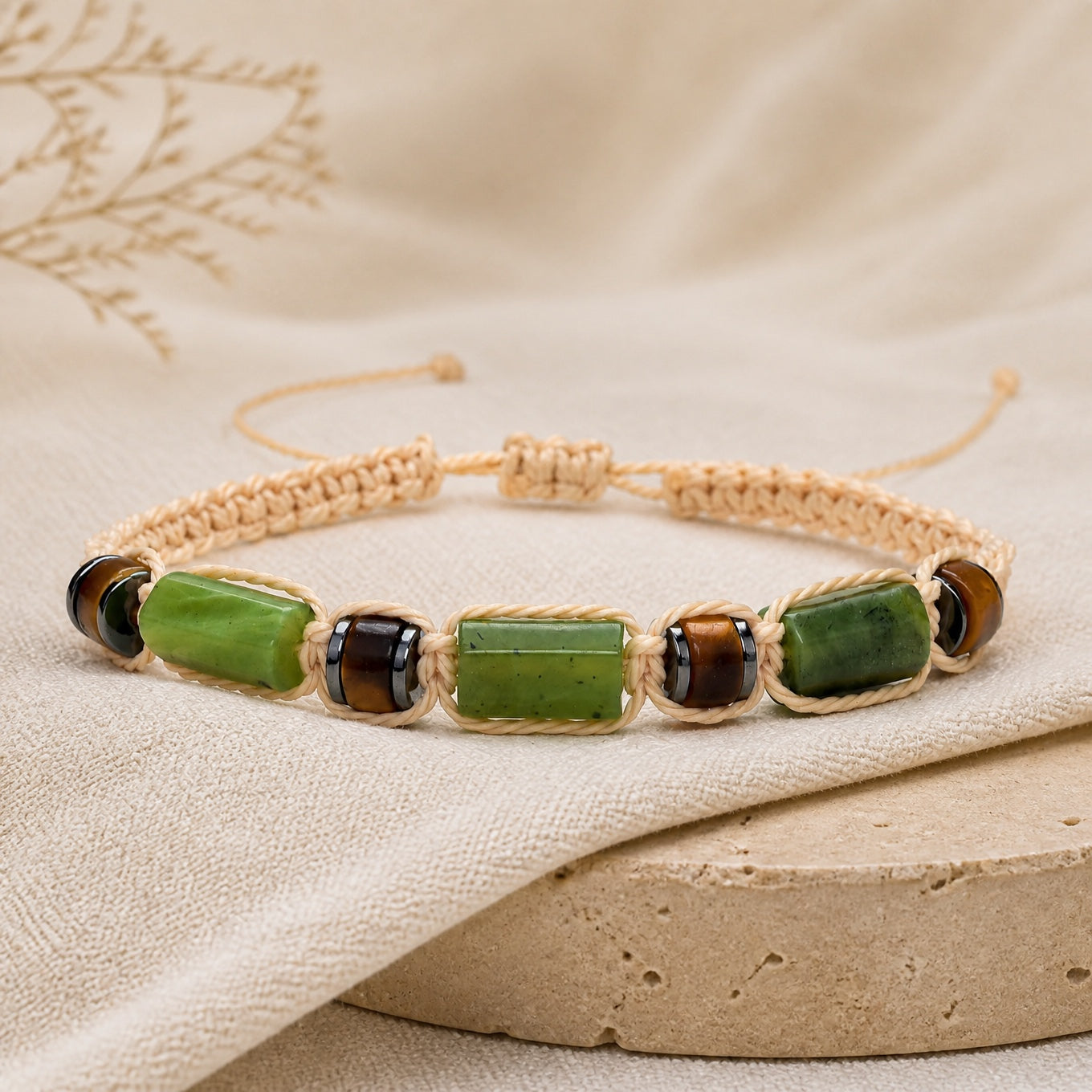 Bohemian Tiger's Eye Jade Bead Bracelet