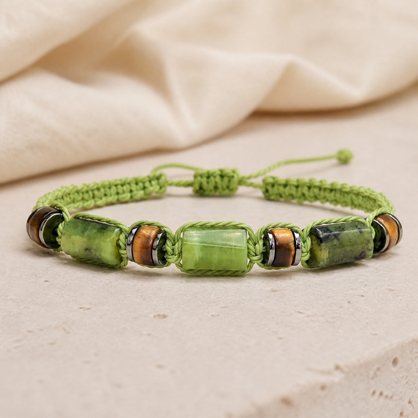 Bohemian Tiger's Eye Jade Bead Bracelet