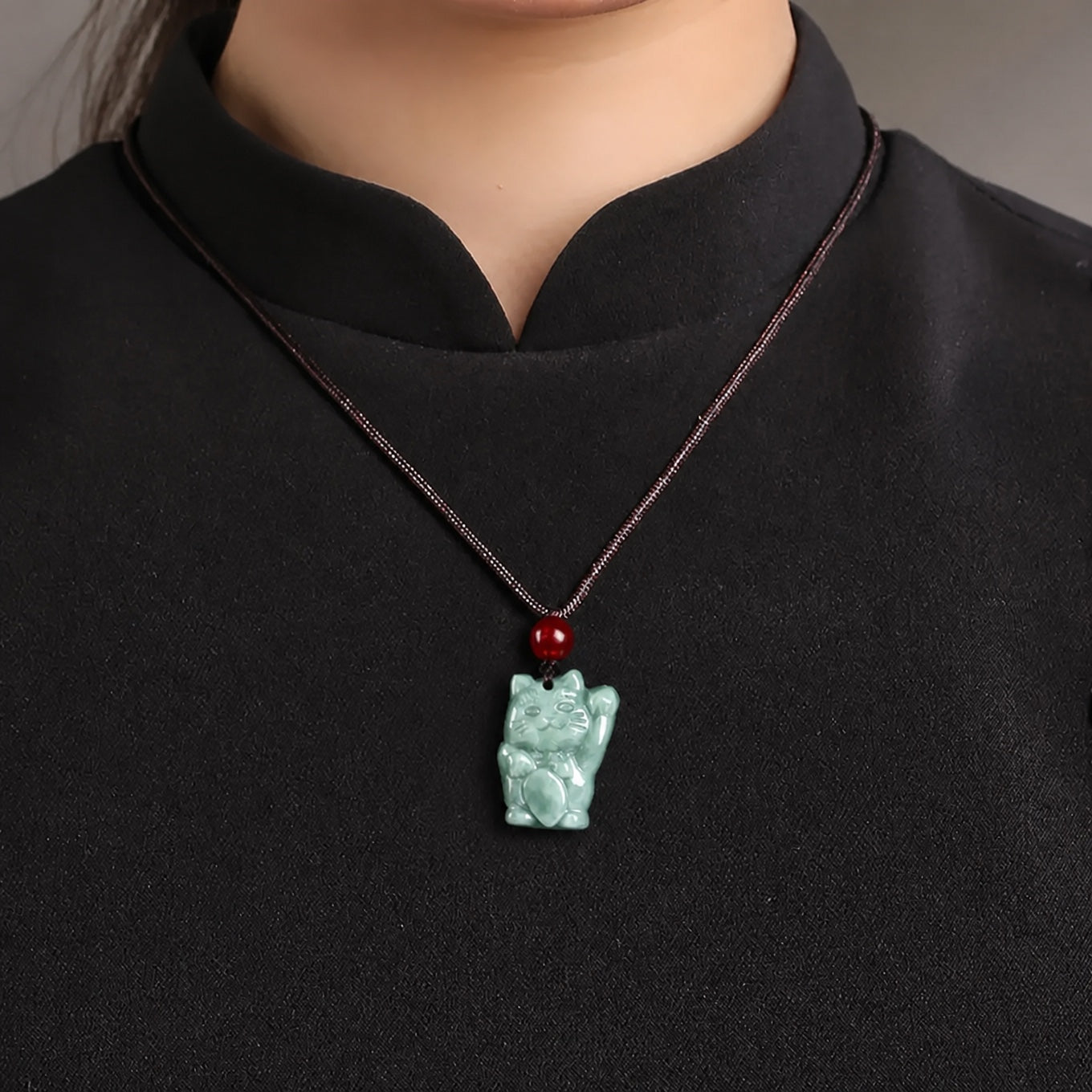 Myanmar Jadeite Cat Necklace