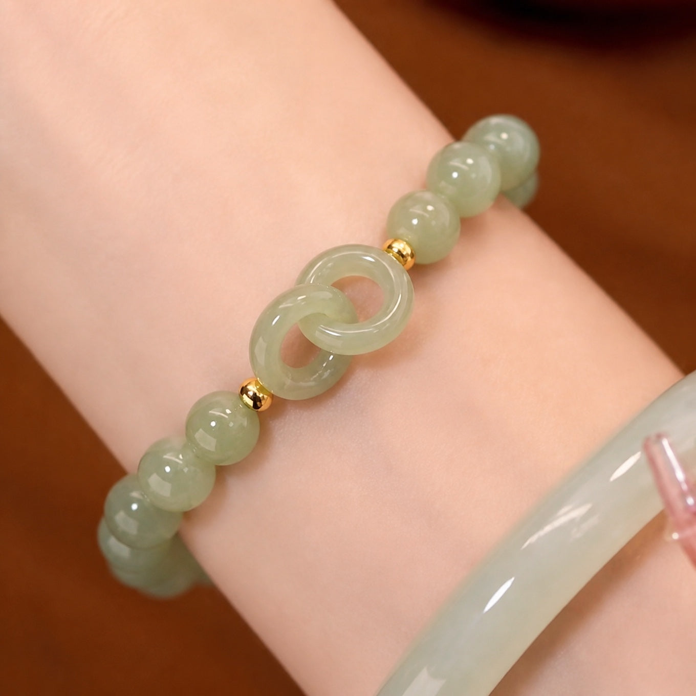 Infinity Jade Beads Charm Bracelet