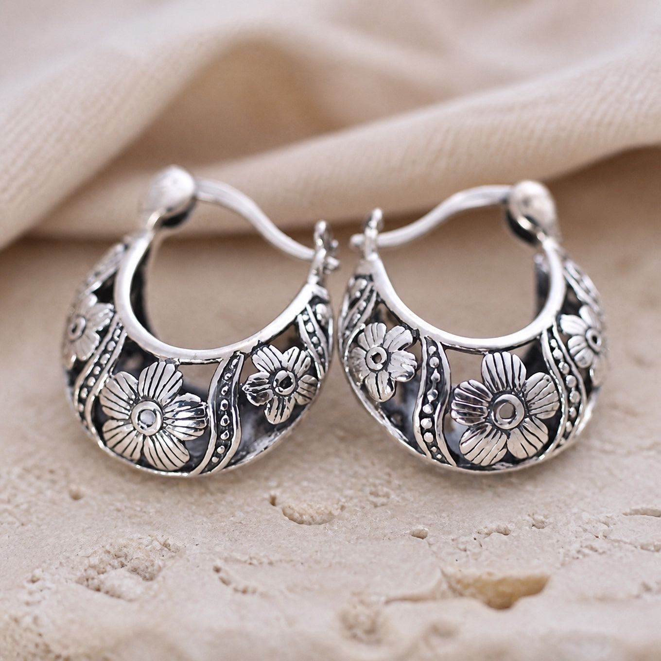 Unique Flower Hoop Earrings