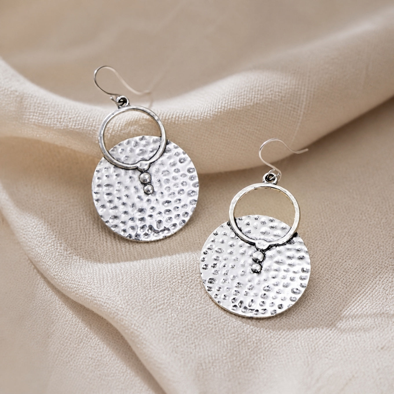 Retro Round Hammered Earrings