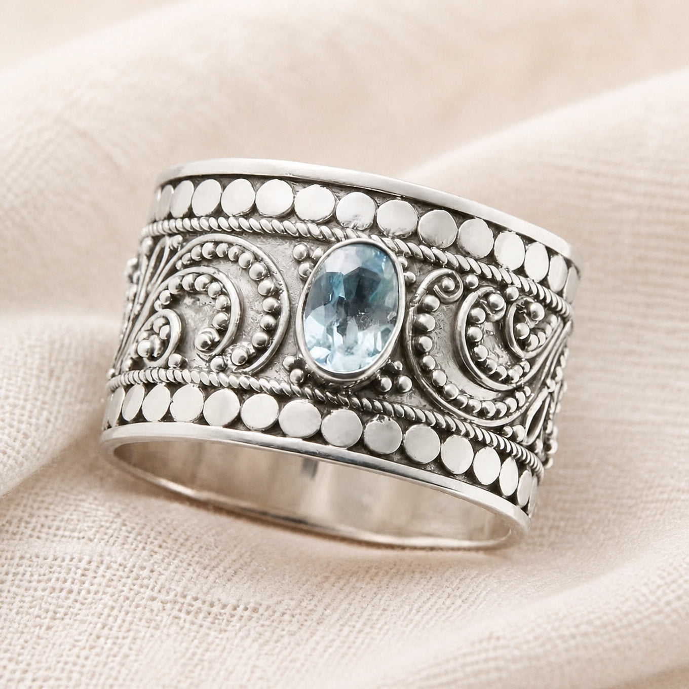 Retro Wide Zirconia Ring