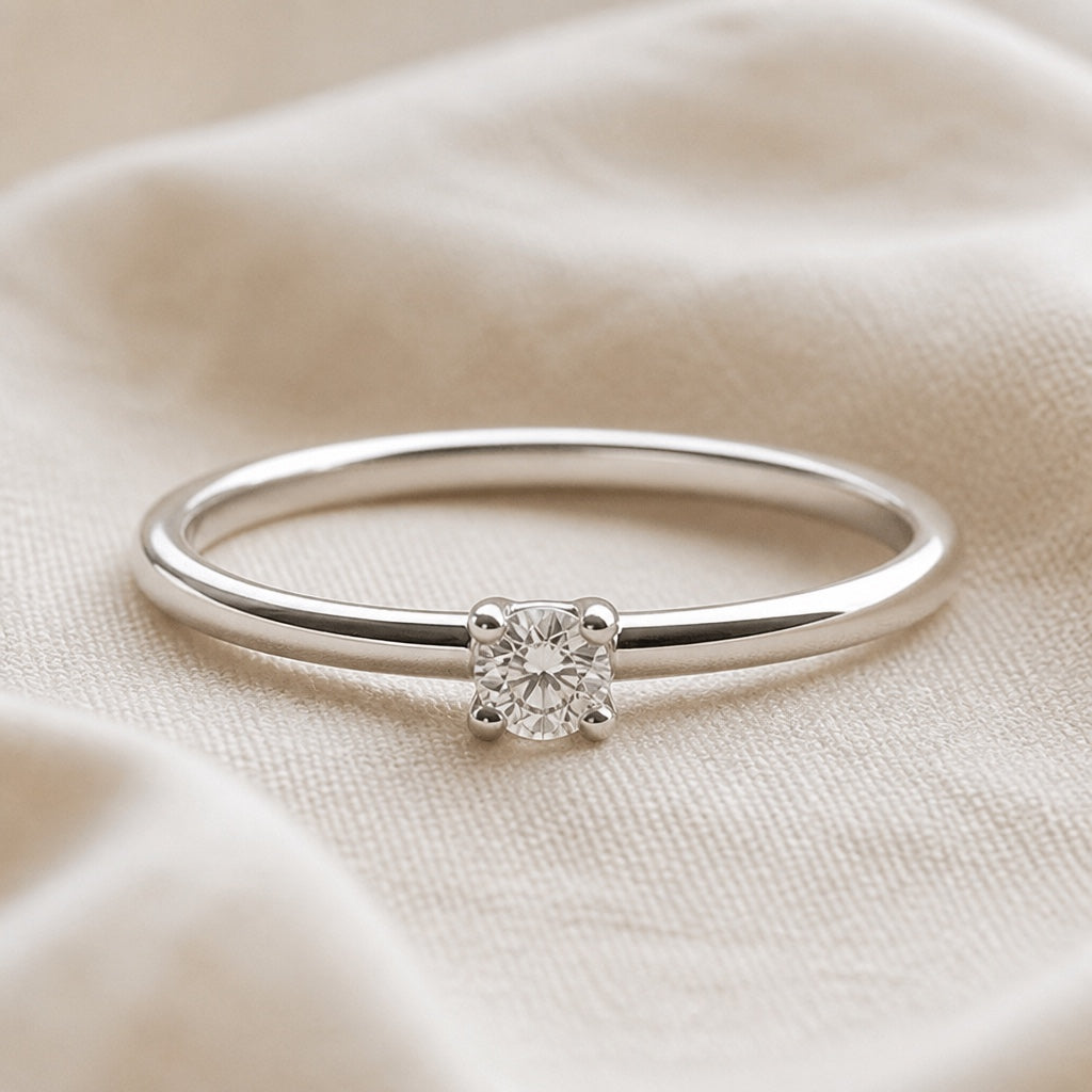 White Gold Square Crystal Ring