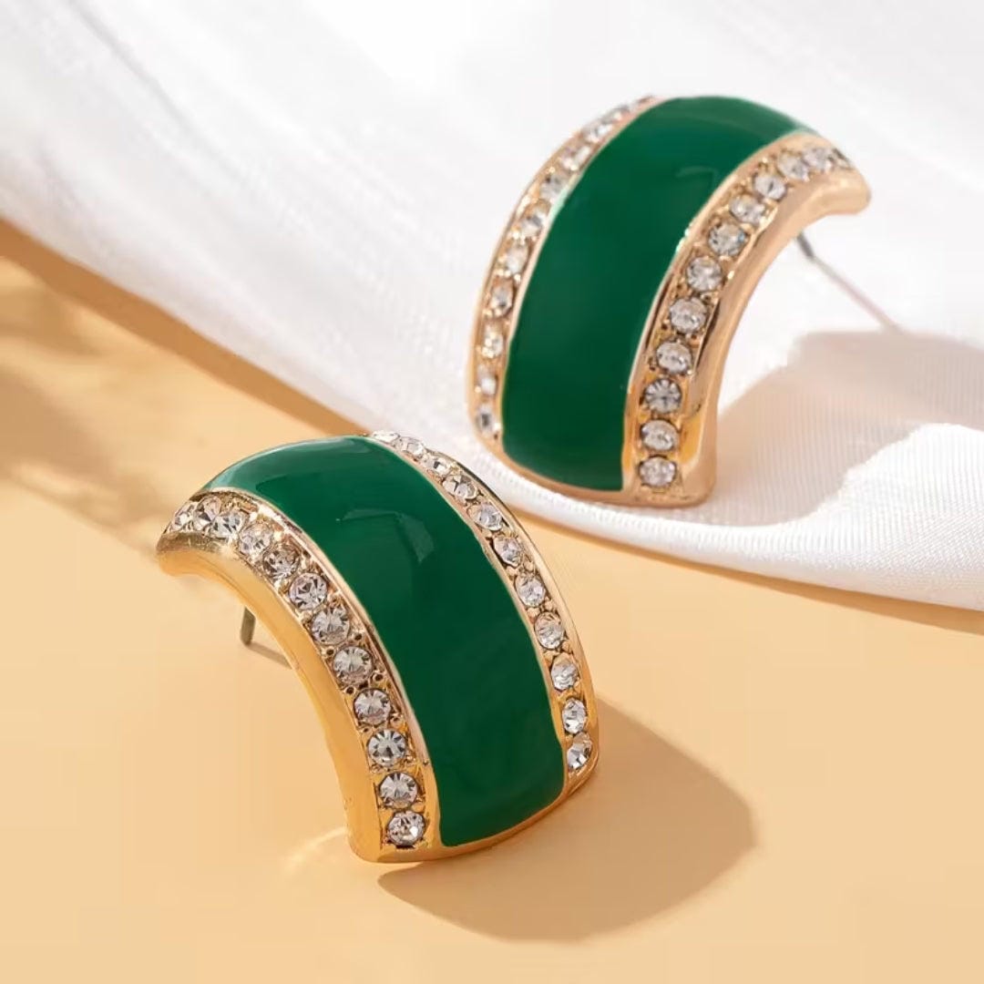 Emerald Paved Half Hoop Earrings