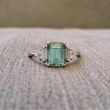 Emerald Cut Crystal Accent Ring