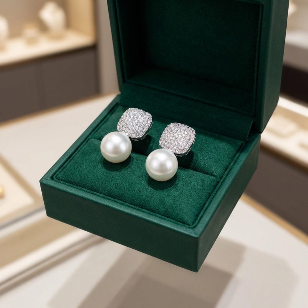 Pearl Drop Statement Stud Earrings