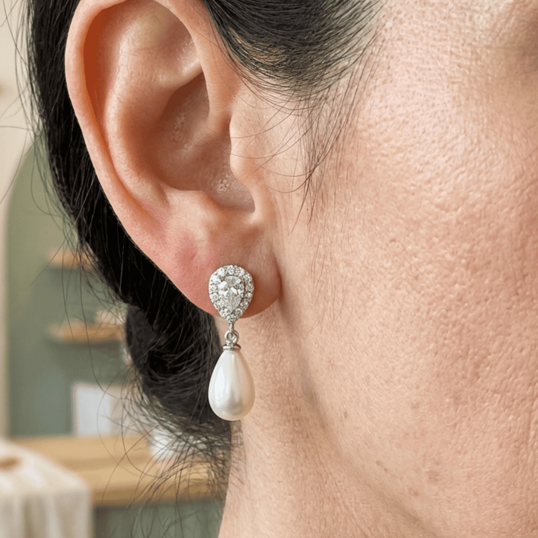 Teardrop Pearl Drop Earrings