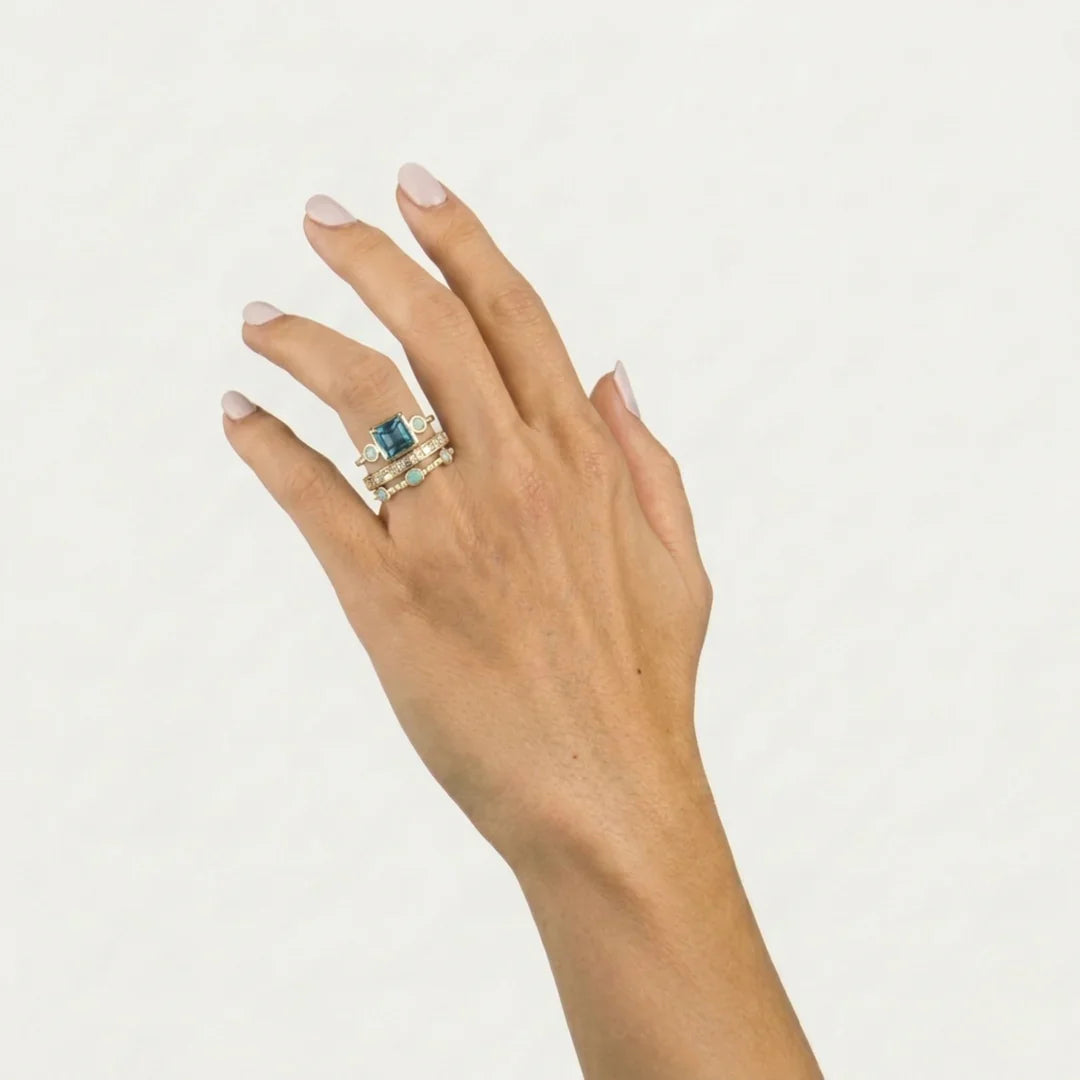 Vintage Blue Crystal Ring Set