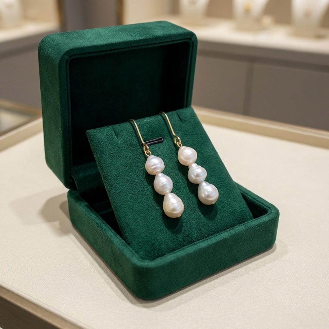 Triple Drop Baroque Pearl Earrings