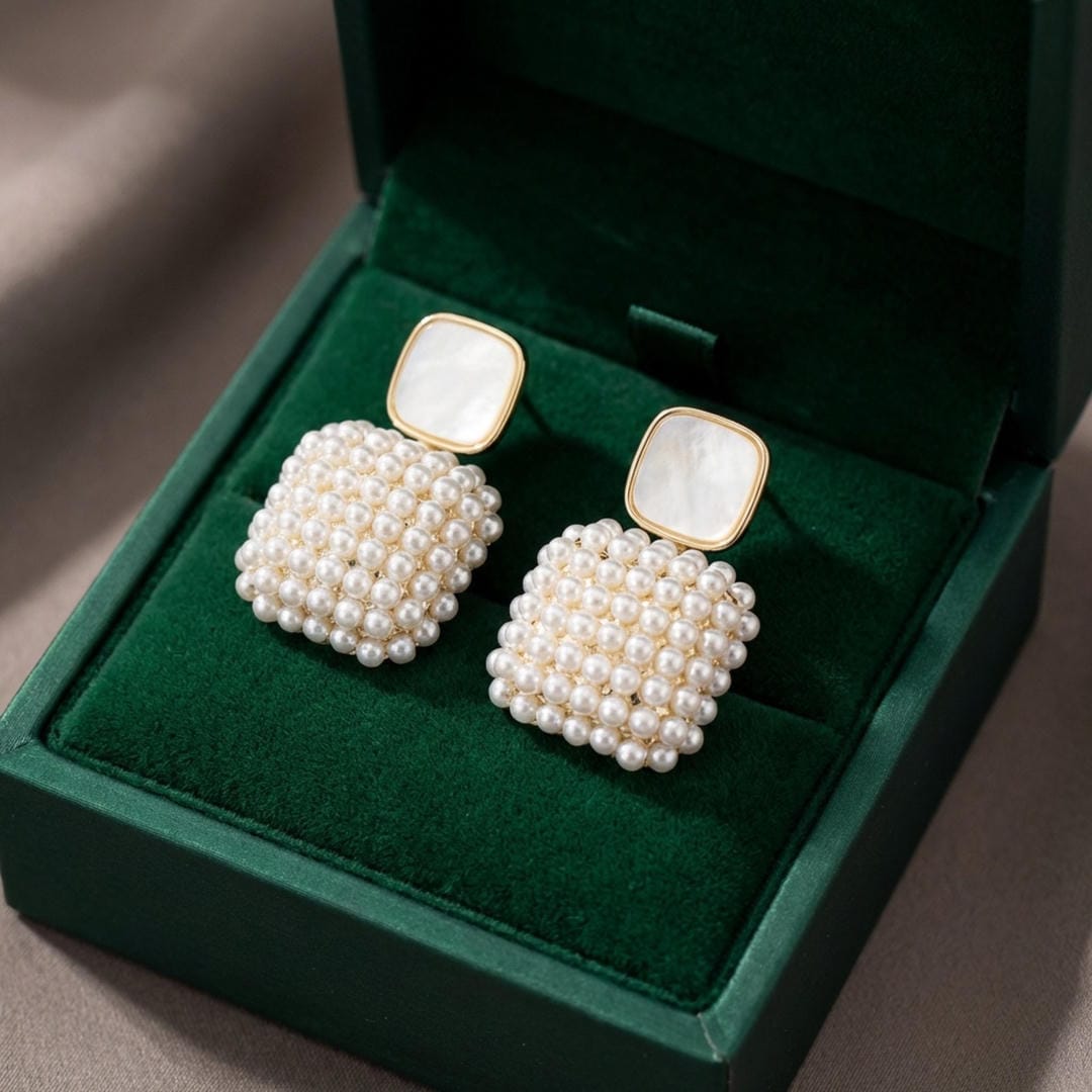 Beaded Pearl Cluster Drops