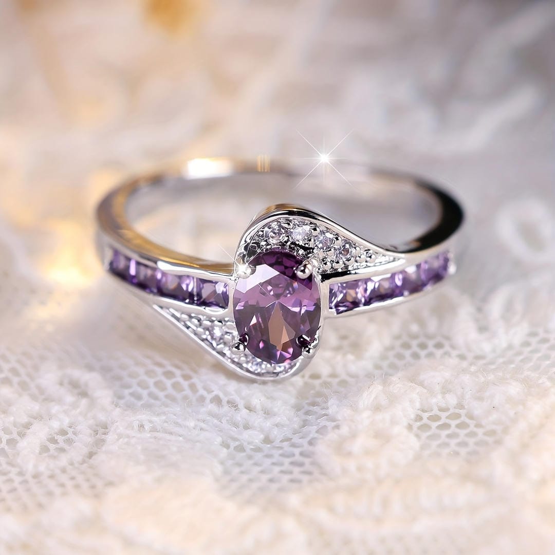 Violet Whisper Crystal Twist Ring