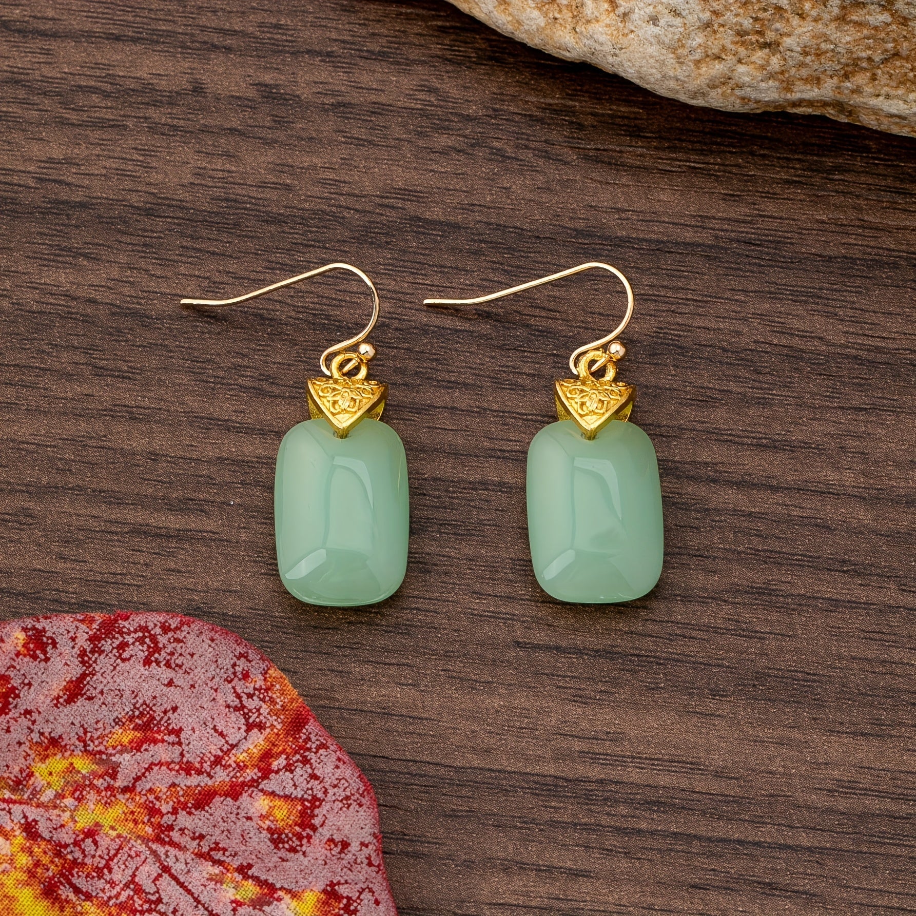 Polished Jade Drop Earrings