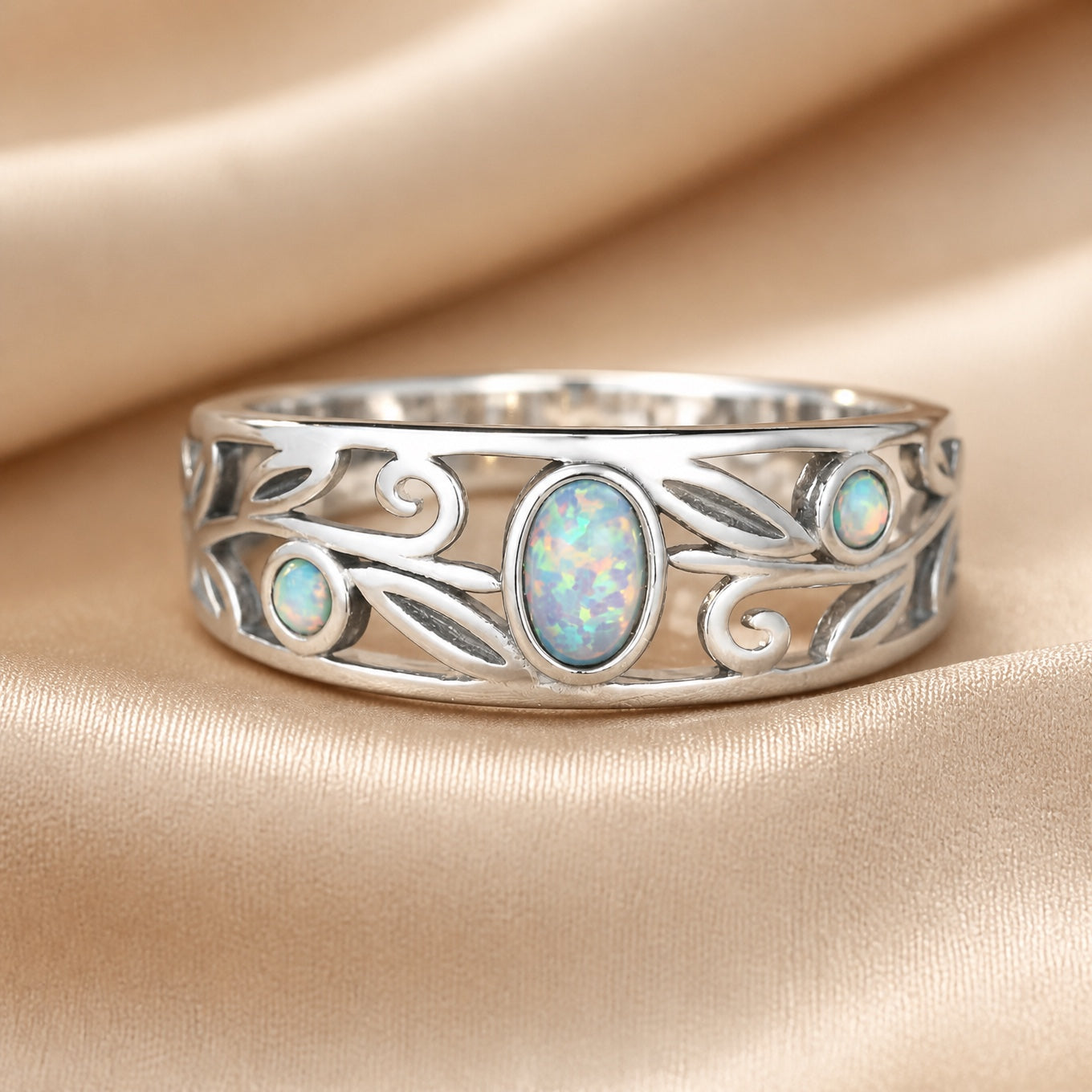 Vintage Opal Vine Silver Ring
