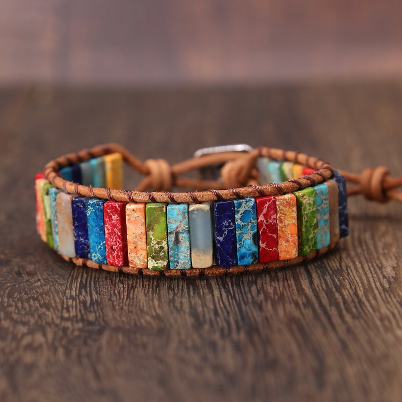 Rustic Jasper Leather Bracelet