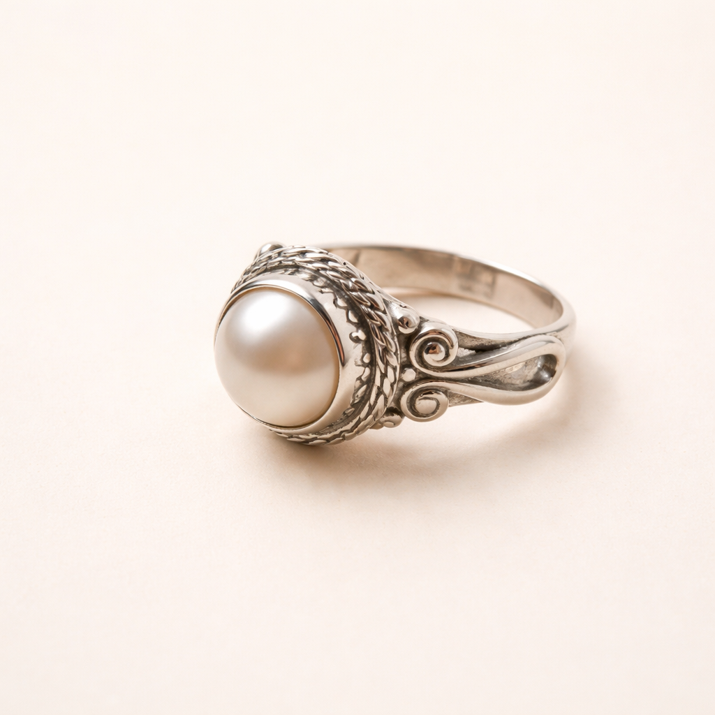 Handmade Round Pearl Ring