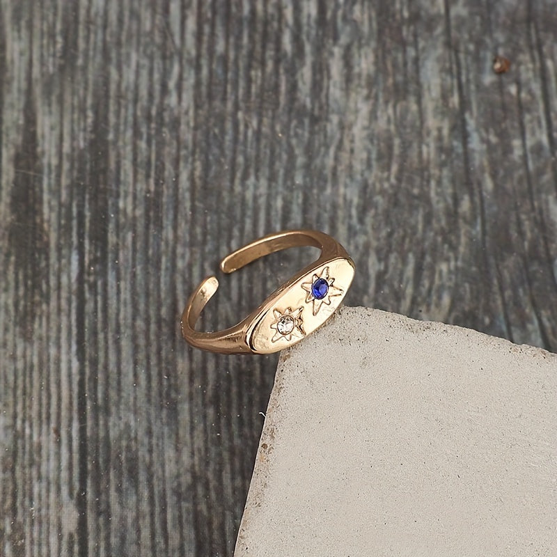 Minimalist Flat Oval Inlaid Resin Gold Ring