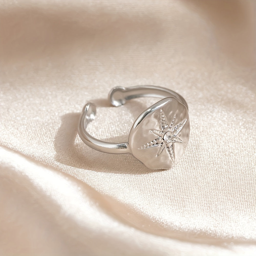 Retro Octagram Zirconia Ring