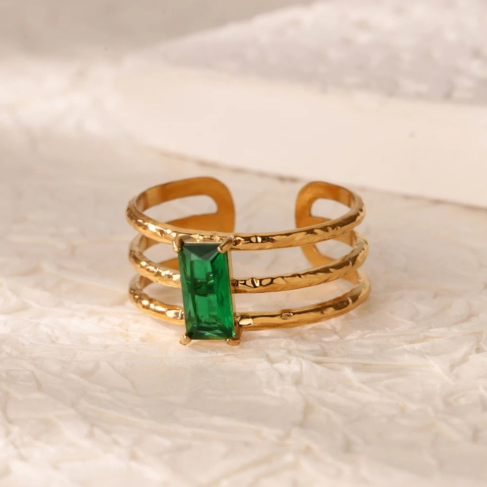 Emerald Vanguard Band Ring