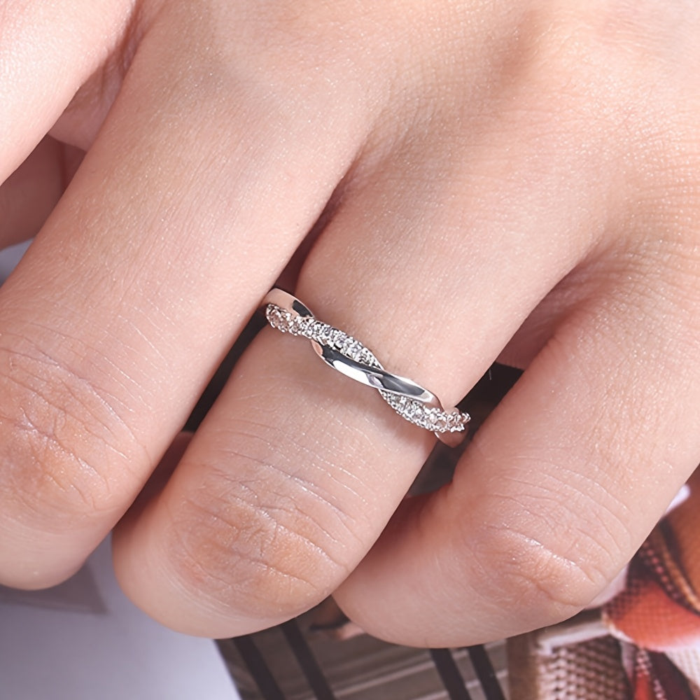 Trendy Inlay Zirconia Twist Eternity Ring