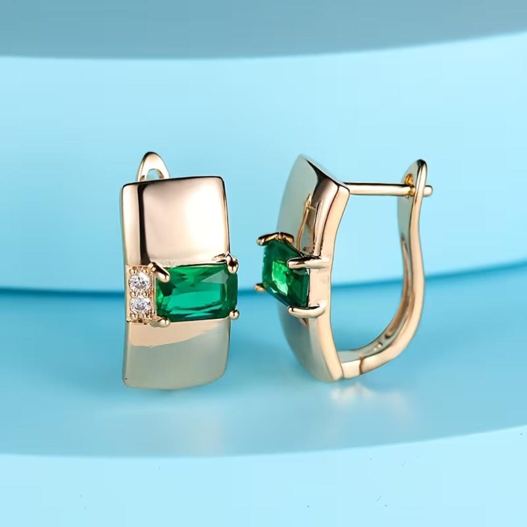 Emerald Huggie Hoop Earrings