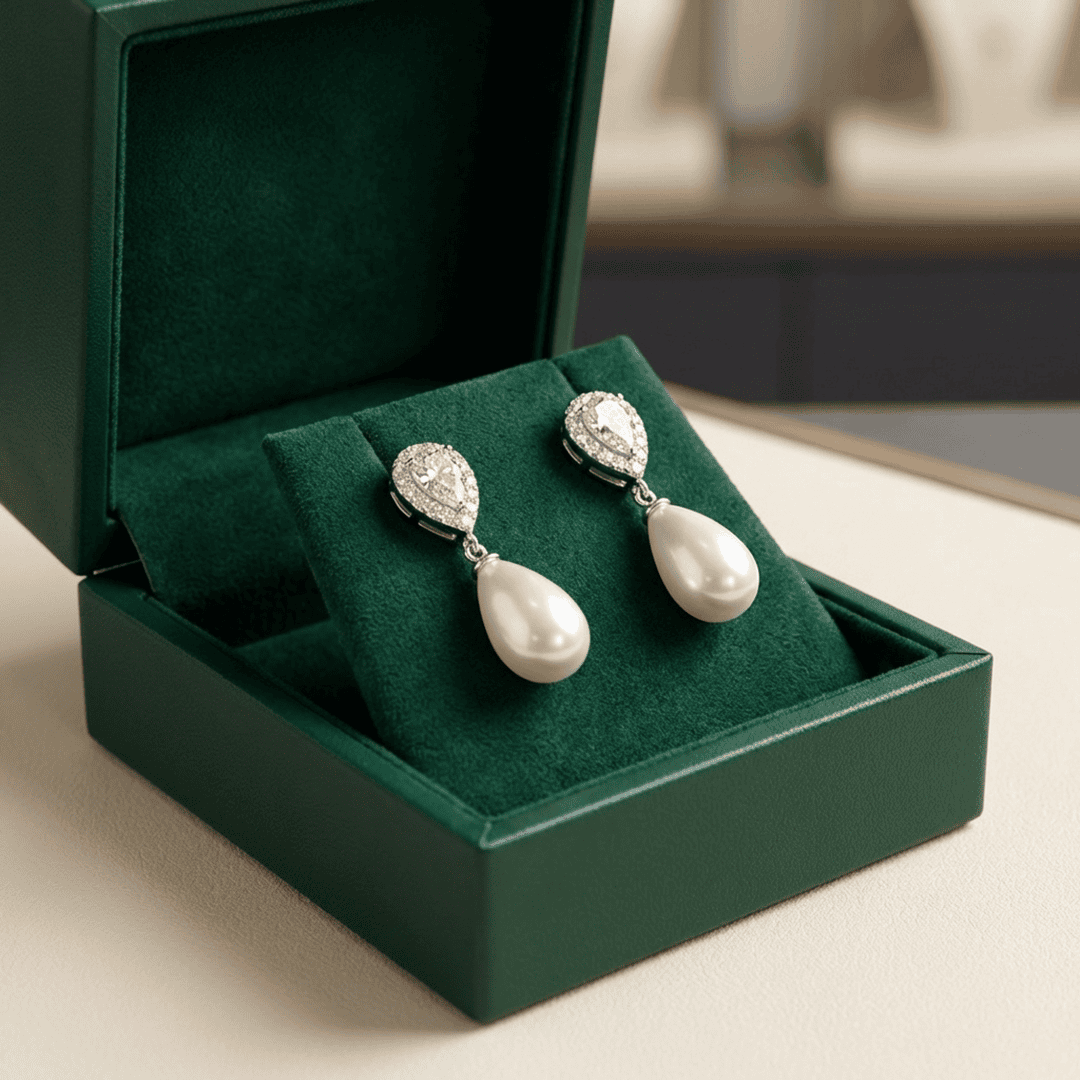 Teardrop Pearl Drop Earrings